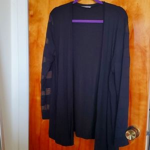 Open front cardigan with mesh sleeves